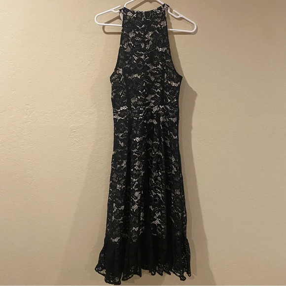 NWT ModCloth A Night Like This Black White Lace Halter Formal Maxi Dress Size 8 - Picture 4 of 15